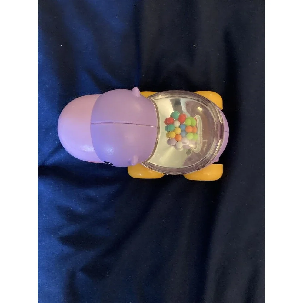 Fisher-Price Poppity Pop Purple Hippo Roller Car Baby Toy Popper Hippopotamus